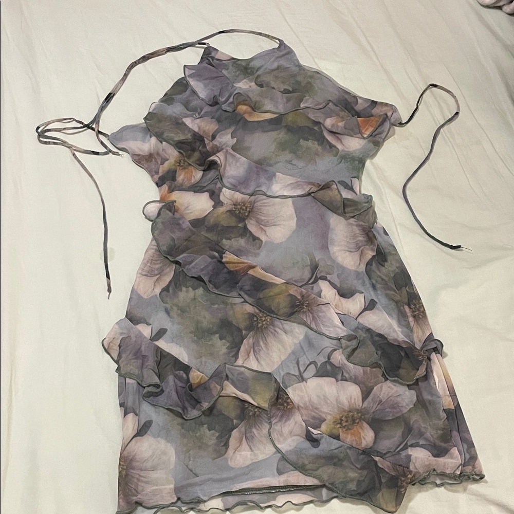 Windsor Backless Floral Dress - Purple and Green